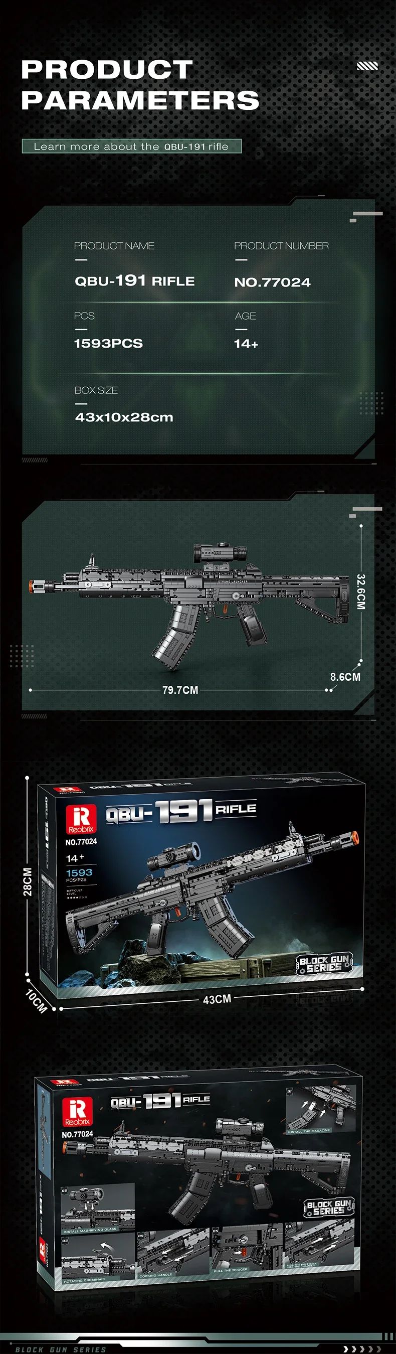 1593PCS 191 Rifle Building Blocks Military Weapons Simulation Gun Collection Model Bricks Children's War Game Toys Holiday Gifts 1593PCS 191 Rifle Building Blocks Military Weapons Simulation Gun Collection Model Bricks Children's War Game Toys Holiday Gifts