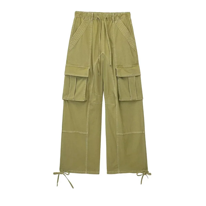 Women's Casual Solid Cargo Pants Fashion Loose Mid Elastic Waist Side Pockets Straight Trousers Spring New Vintage Pant Female
Women's Casual Solid Cargo Pants Fashion Loose Mid Elastic Waist Side Pockets Straight Trousers Spring New Vintage Pant Female