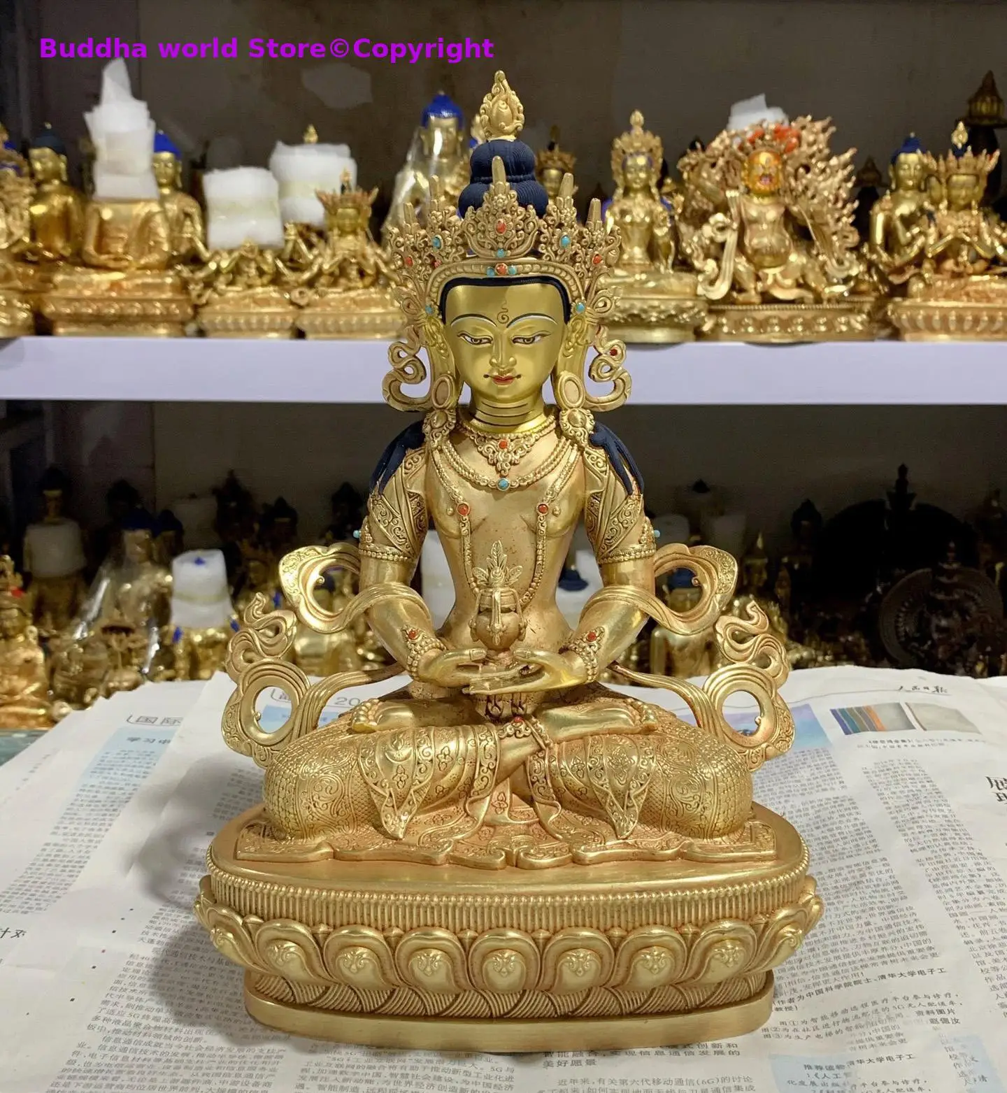 30CM large 5A GOOD Buddhist supplies Temple statue Buddhism Amitayus Tathagata Buddha all-powerful buddha Gold plating copper
30CM large 5A GOOD Buddhist supplies Temple statue Buddhism Amitayus Tathagata Buddha all-powerful buddha Gold plating copper