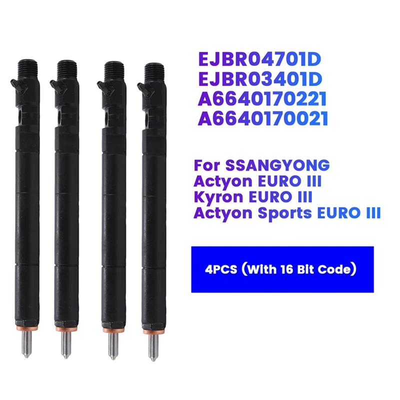 Новый Дизельный топливный инжектор EJBR04701D A6640170221 (с 16-битным кодом) для Ssangyong Actyon Kyron Rexton CRDI EURO, 4 шт., 3 части
Новый Дизельный топливный инжектор EJBR04701D A6640170221 (с 16-битным кодом) для Ssangyong Actyon Kyron Rexton CRDI EURO, 4 шт., 3 части
