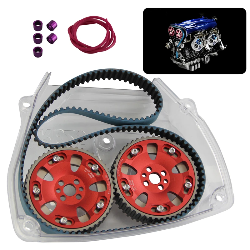 2PCS Cam Pulleys + Timing Belt + Clear Cover Fits for Nissan Skyline R32 R33 RB25DET 1989-1998 
2PCS Cam Pulleys + Timing Belt + Clear Cover Fits for Nissan Skyline R32 R33 RB25DET 1989-1998