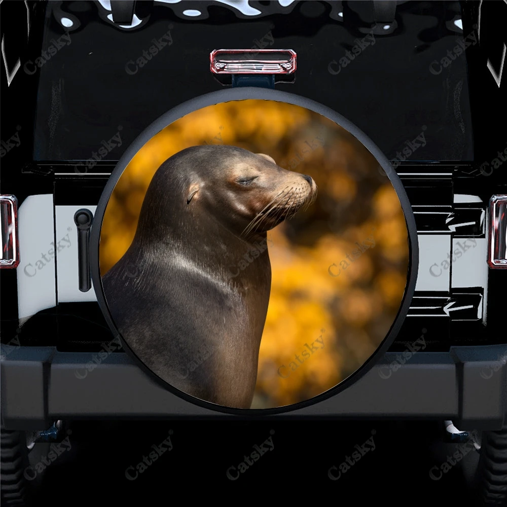 

Чехол для запасных шин с принтом животного-морского льва, водонепроницаемый протектор колеса для автомобиля, грузовика, внедорожника, прицепа, Rv