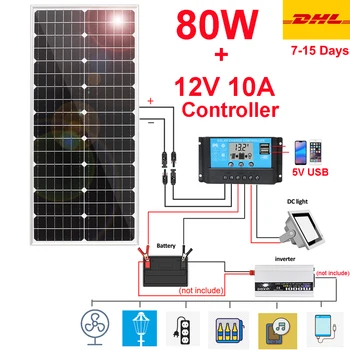 80w solarpanel starre 12V Batterie ladegerät mono kristalline Glas Solarzelle Aluminium rahmen für Home Car Power bank wasserdicht
