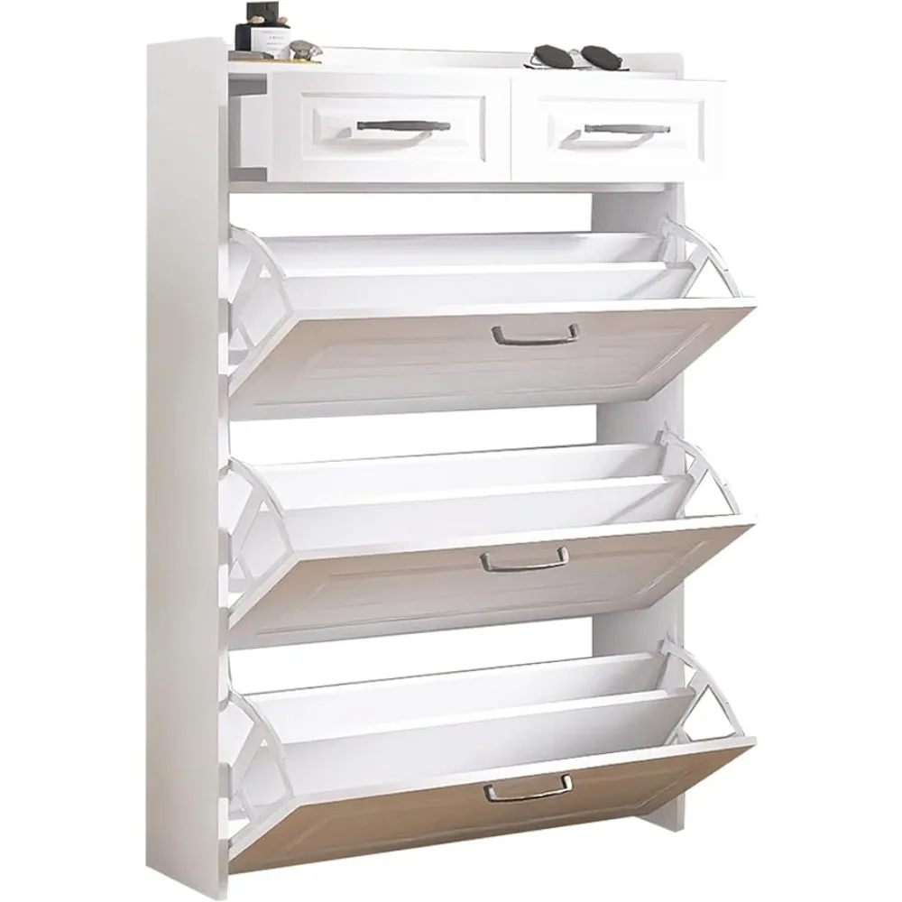 Shoe Storage Cabinet for Entryway, Hidden Shoe Cabinet with 3 Doors 2 Drawers Slim Cabinet, Freestanding Organizer
Shoe Storage Cabinet for Entryway, Hidden Shoe Cabinet with 3 Doors 2 Drawers Slim Cabinet, Freestanding Organizer