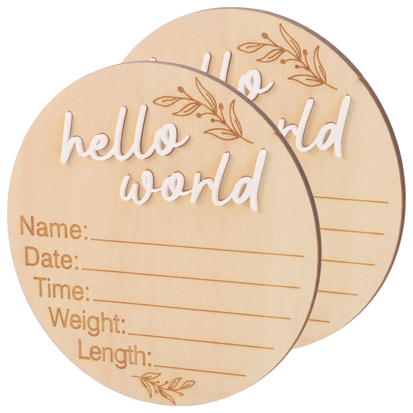 

2 Pcs Newborn Commemorative Plaque Sign Birth Announcement Wooden Nursery Baby Name Signs Board for
