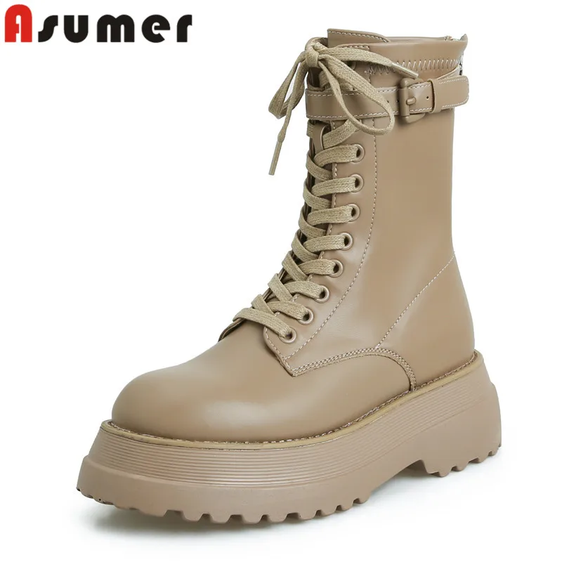 ASUMER 2024 New Genuine Leather Platform Women Boots Popular Ladies Zipper Ankle Boots Winter Flat With Heels Shoes
ASUMER 2024 New Genuine Leather Platform Women Boots Popular Ladies Zipper Ankle Boots Winter Flat With Heels Shoes