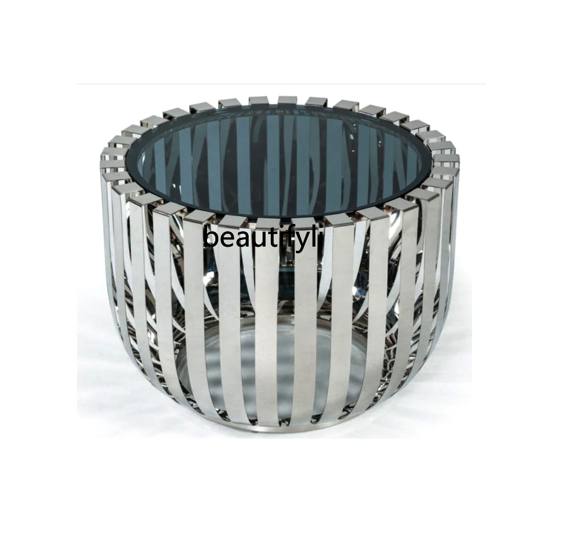 Nordic Modern Small Coffee Table Light Luxury Stainless Steel round Side Table Tempered Glass Surface
Nordic Modern Small Coffee Table Light Luxury Stainless Steel round Side Table Tempered Glass Surface