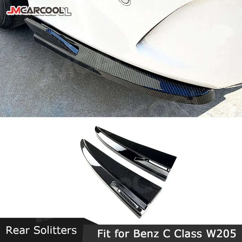 

ABS Carbon Look Rear Bumper Lip Splitters Flaps Apron for Mercedes Benz C Class W205 C180 C200 C300 C63 AMG Sedan 2015-2021