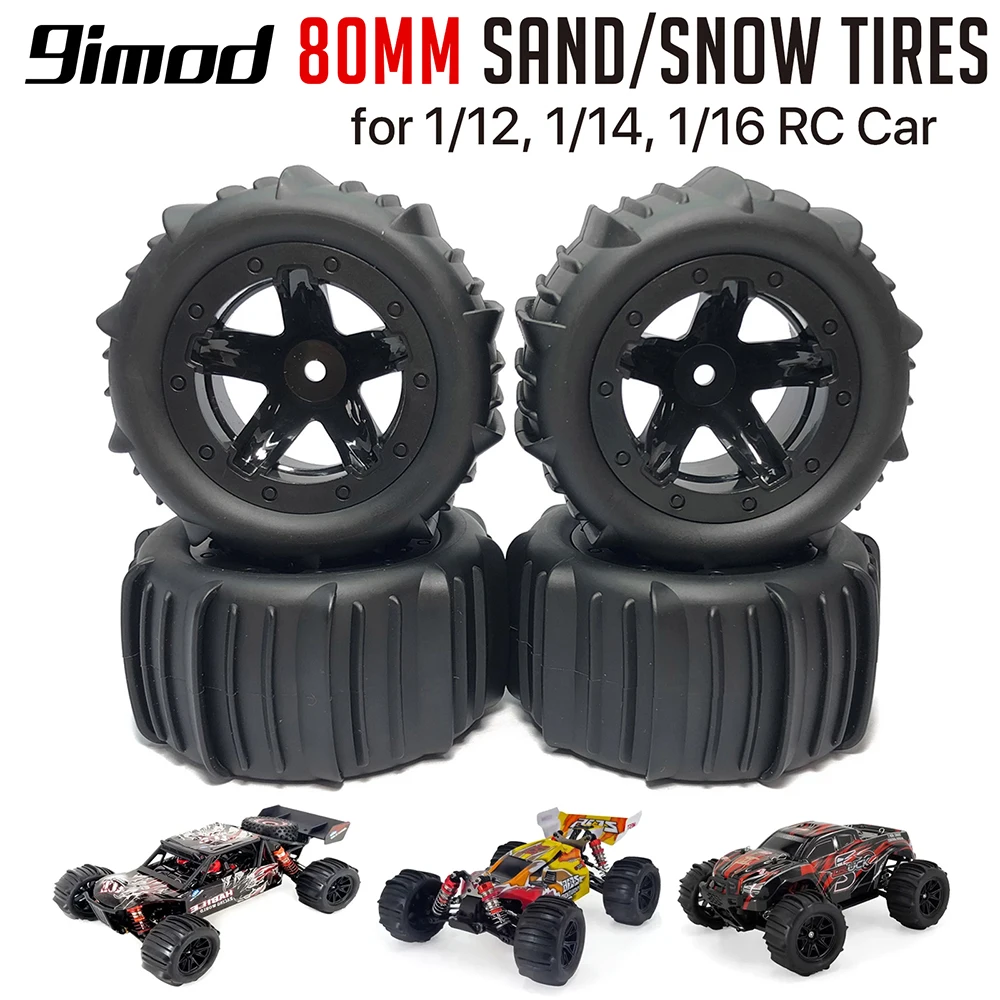 

4pcs RC 1/16 1/14 Snow Sand Paddles Buggy Tires Hex 12mm Tyre Wheels for Wltoys 144001 124018 HBX MJX ZWN SMAX 1625 RH1635