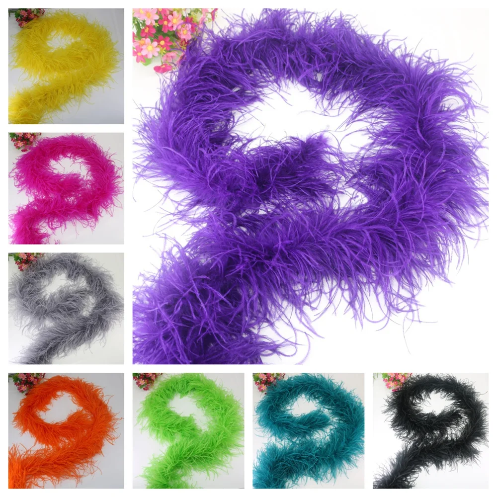 

6 Layer Ostrich Feathers Boa Wedding Supplies Plumas De Faisan 2 Meters Clothing Accessories Plume Decoration Party Dresses Home