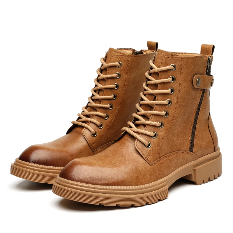 

Brand Men's Casual Martin Boots, Lace-up Leather Shoes, Men's Flush Boots, Autumn/Winter, Fashion Classic Black Auburn