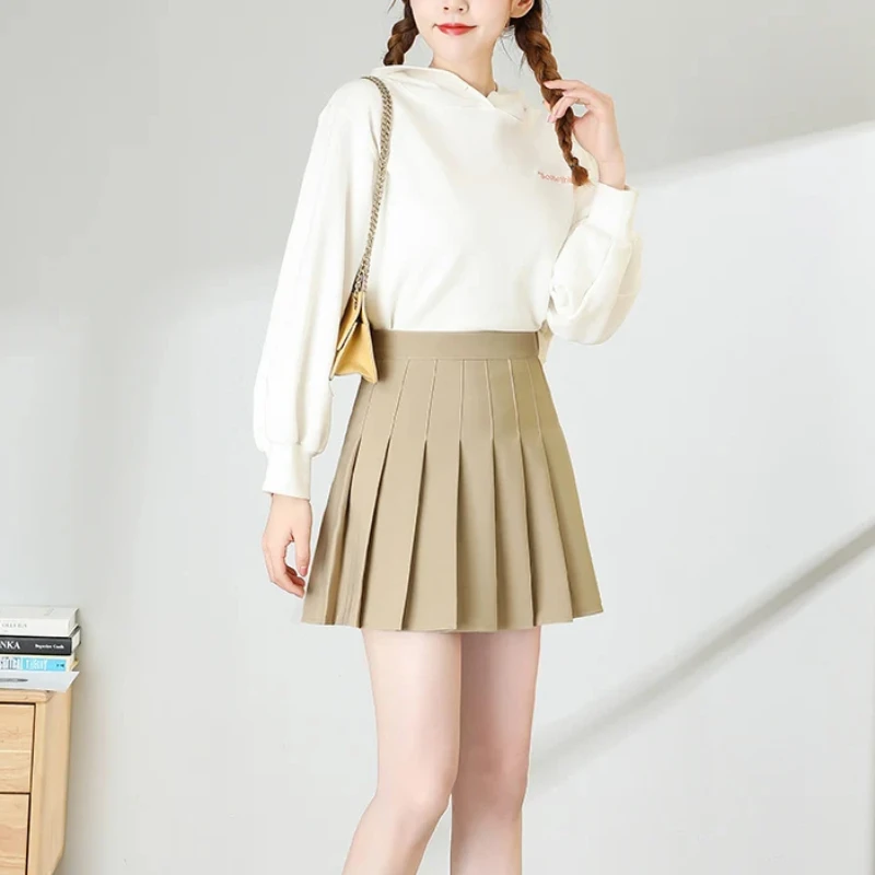 

Женская юбка, коричневая летняя модная юбка в Корейском стиле для девушек, Короткие плиссированные мини-юбки для девочек