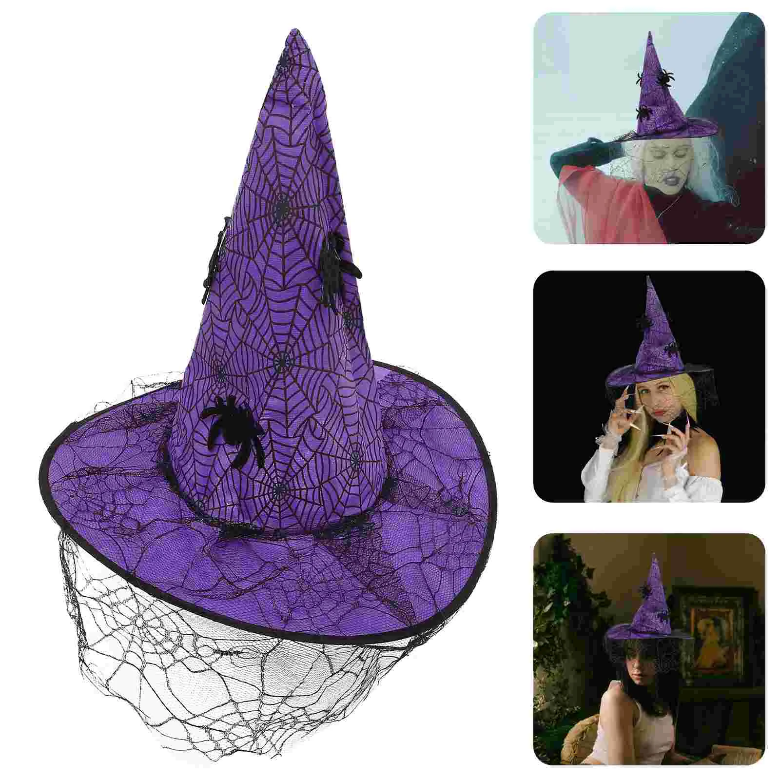 

Adult Kids Black Witch Decor Masquerade Ribbon Wizard Costume Top Pointed Caps Cosplay Props Party Halloween Christmas