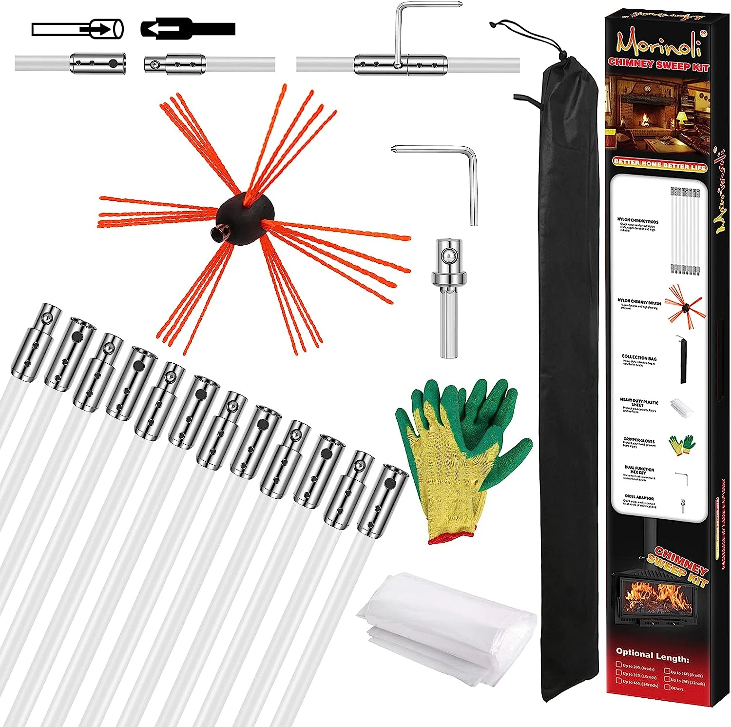 Feet Chimney Sweep Kit, Chrome Button Locking System, Chimney Cleaning Kit, Chimney Brush, Chimney Cleaning Tool, Chimney Cleani
Feet Chimney Sweep Kit, Chrome Button Locking System, Chimney Cleaning Kit, Chimney Brush, Chimney Cleaning Tool, Chimney Cleani
