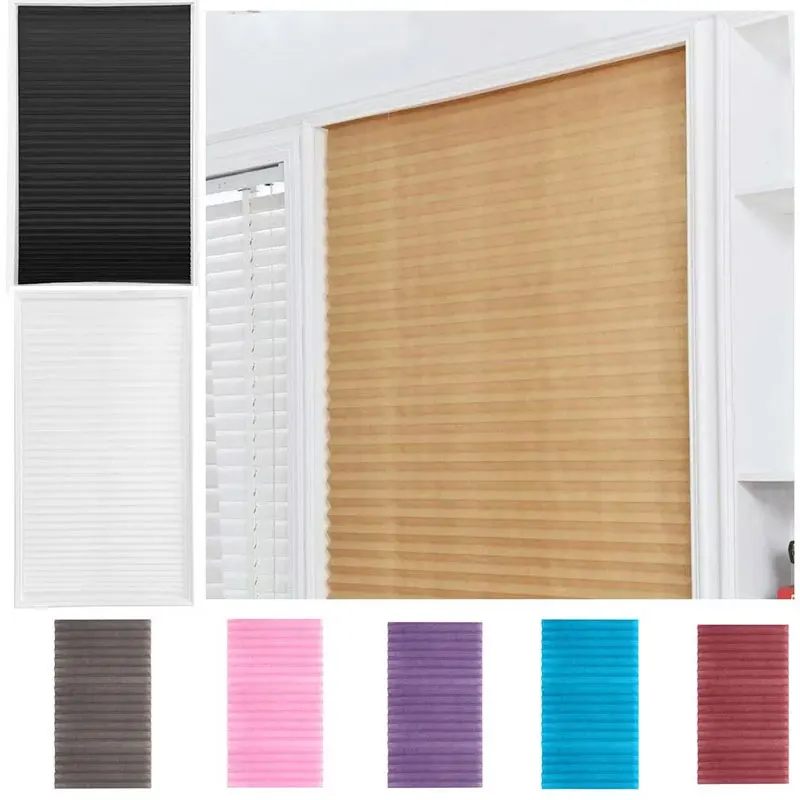 

Zebra Pleated Roller Blinds Non-Woven Self-Adhesive Window Shade Blackout Curtain Bedroom Living Room Balcony Decor