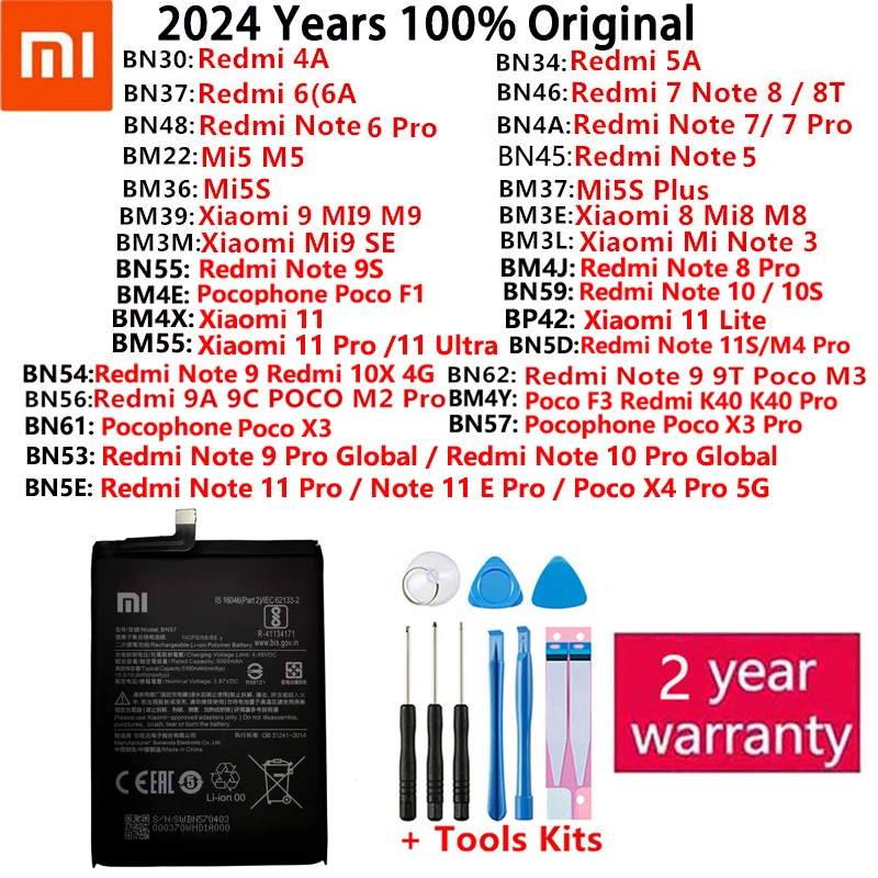 Для Xiaomi Redmi Note Mi 4A K40 5 5A 5S 6 6A 7 8 8T 9 9A 9C 9S 9T 10 10S 10X 11 11S SE Poco F1 M2 M3 F3 X3 4X Plus Pro аккумулятор
Для Xiaomi Redmi Note Mi 4A K40 5 5A 5S 6 6A 7 8 8T 9 9A 9C 9S 9T 10 10S 10X 11 11S SE Poco F1 M2 M3 F3 X3 4X Plus Pro аккумулятор