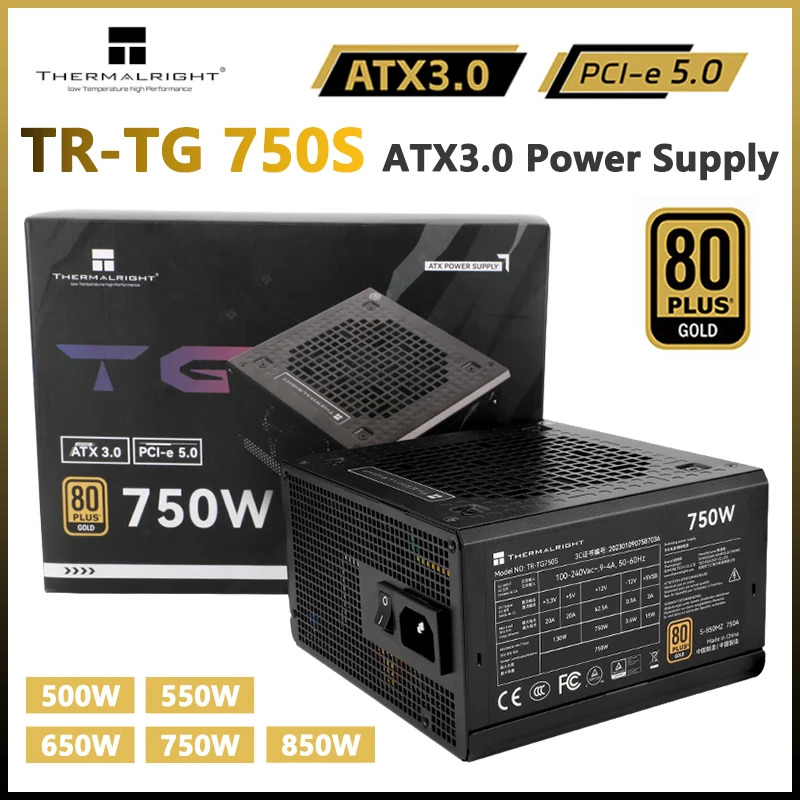 

Thermalright TR-TG750S Computer Power Supply Gold Medal Direct Output Desktop Electromechanical 24pin 12V ATX3.0 750W Power Unit