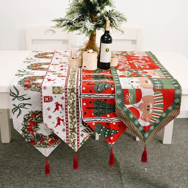 

Christmas Table Runner Merry Christmas Decorations For Home 2023 Cristmas Table Flag Cover Navidad Noel Gift New year Tablecloth