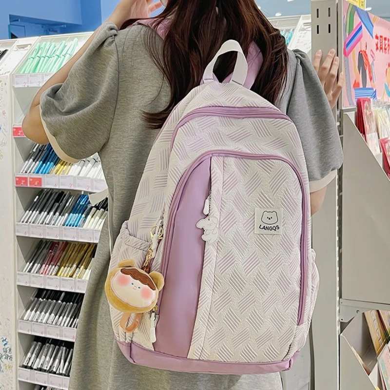 

Waterproof Teenage Bookbag Nylon Rucksack Fashion Girl Backpack Women Shoulder Bag High School Schoolbag Black Mochila