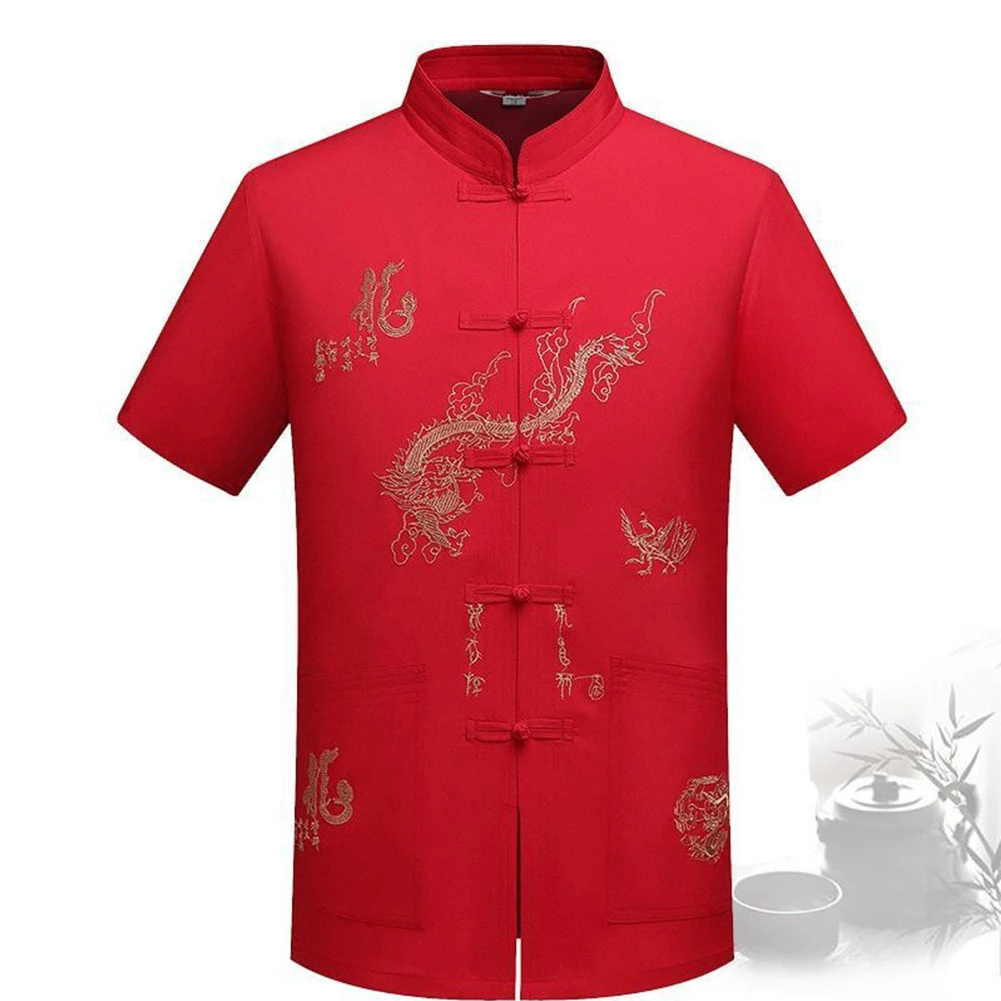 Stand Collar Men Shirt Plus Size Polyester Retro Short Sleeve Solid Color Stylish Traditional Chinese Style Causal
Stand Collar Men Shirt Plus Size Polyester Retro Short Sleeve Solid Color Stylish Traditional Chinese Style Causal