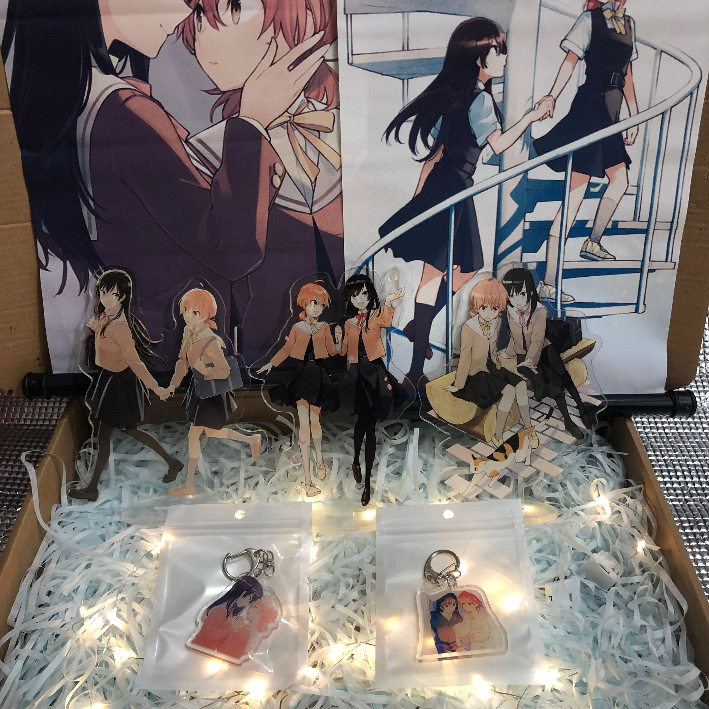

Anime Bloom Into You Koito Yuu Nanami Touko Acrylic Keychain Stand Figure Poster Gift box Surprise Birthday Gifts