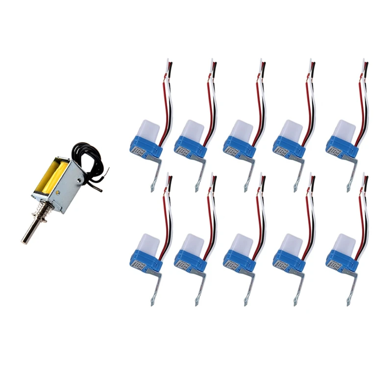 LUDA 1 Pcs Dc Push Pull Solenoid Electromagnet & 10 Pcs Auto On Off Light Photoswitch Sensor Switch
LUDA 1 Pcs Dc Push Pull Solenoid Electromagnet & 10 Pcs Auto On Off Light Photoswitch Sensor Switch