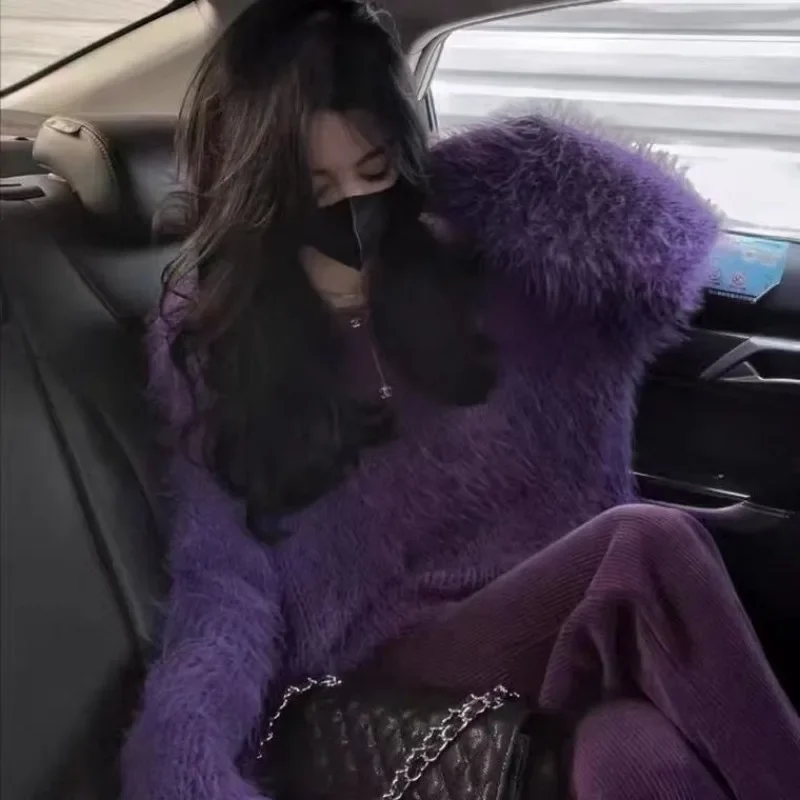 Purple Sweater Women Fluffy Knit Pullover Long Sleeve Korean Chic Coat Y2k Tops Streetwear Women's Clothing Mujer New
Purple Sweater Women Fluffy Knit Pullover Long Sleeve Korean Chic Coat Y2k Tops Streetwear Women's Clothing Mujer New