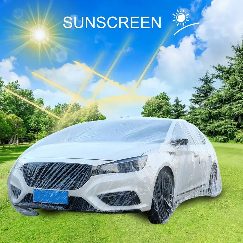 

Прозрачный чехол для автомобиля, полное покрытие, защитный козырек от солнца, утолщенная защита от воды/дождя/пыли для большинства автомобилей, внедорожников, седанов