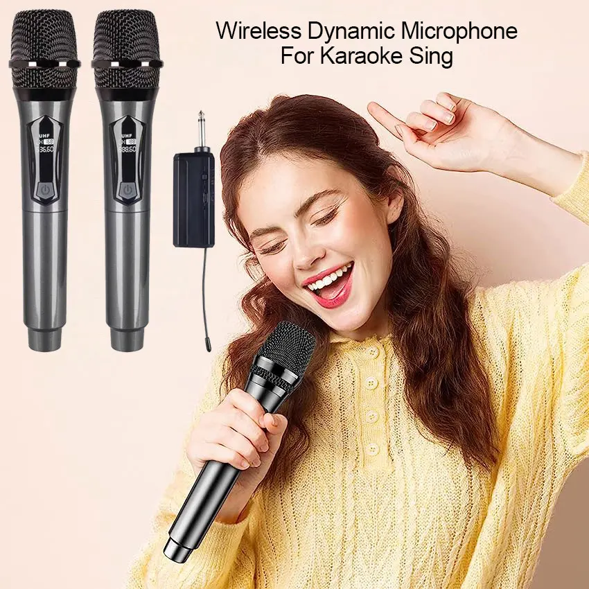 

Karaoke Wireless Microphone VHF Profesional Handheld Cordless Church Rechargeable Party Singing Outdoor Live Streaming Preside O