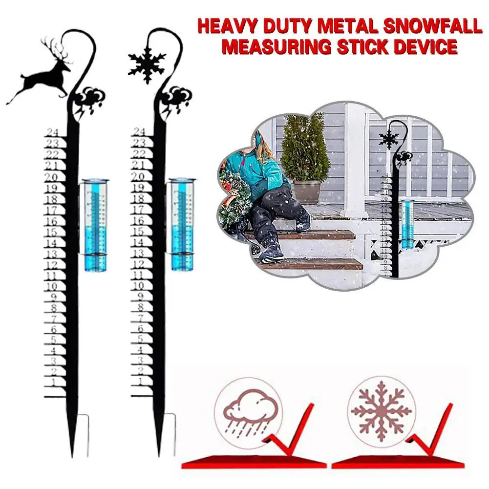 

24 Inches Snow Gauge Handmade Metal Yard Snow Measuring Stick Outdoor Winter Decor Garden Stakes Yard Measuring Snow Stick