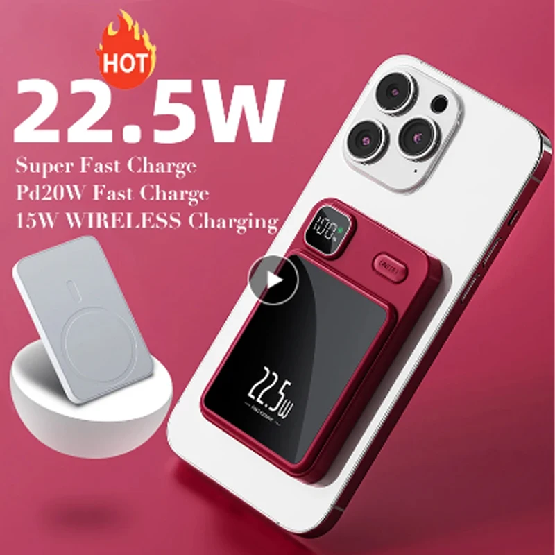 Hot New 22.5W Power Bank 30000mAh Magnetic Super Fast Charging Qi PD20W Wireless Charger Powerbank for IPhone Huawei Xiaomi 2023
Hot New 22.5W Power Bank 30000mAh Magnetic Super Fast Charging Qi PD20W Wireless Charger Powerbank for IPhone Huawei Xiaomi 2023