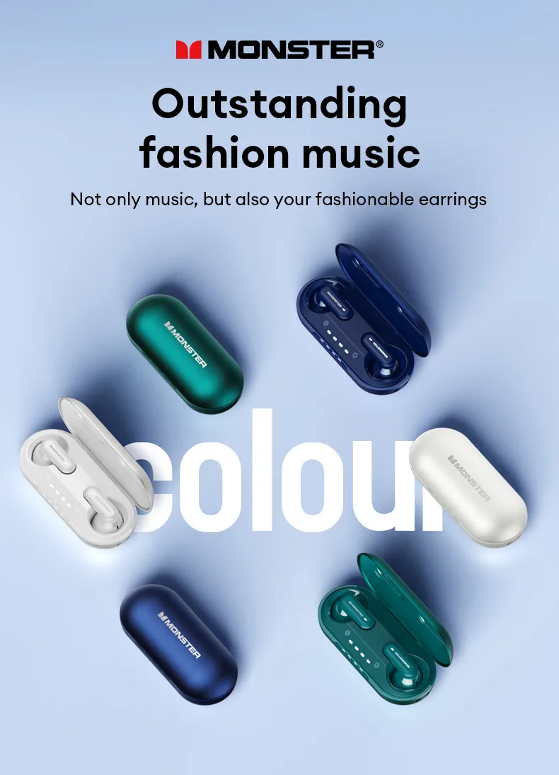 Monster Airmars XKT25 Sensitive Microphone Earbuds IPX5 HIFI Stereo Long Endurance Earphones Wireless Bluetooth V5.4 Headset Monster Airmars XKT25 Sensitive Microphone Earbuds IPX5 HIFI Stereo Long Endurance Earphones Wireless Bluetooth V5.4 Headset