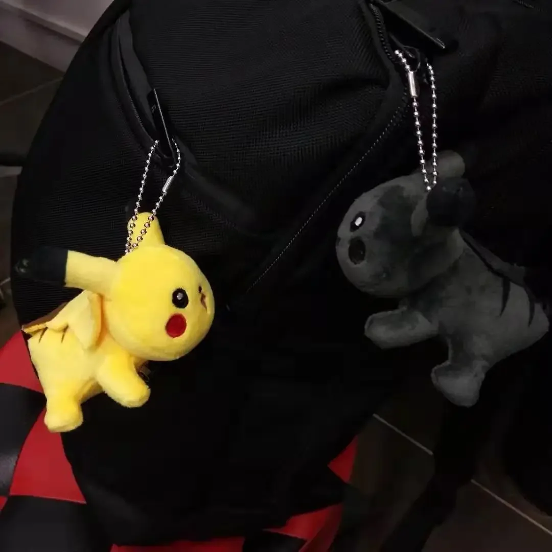 

10PC/lot Pokemon Black Flash Pikachus Plush Doll Badage 10cm Pendant Stuffed Pendants Keychain Plush Gift Toy