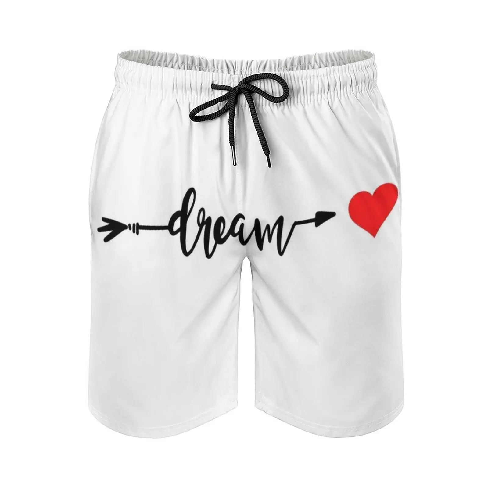 

Dream Men'S Beach Shorts With Mesh Lining Surfing Pants Swim Trunks Dream Heart Black White Red Tops Jugs Trending Design On