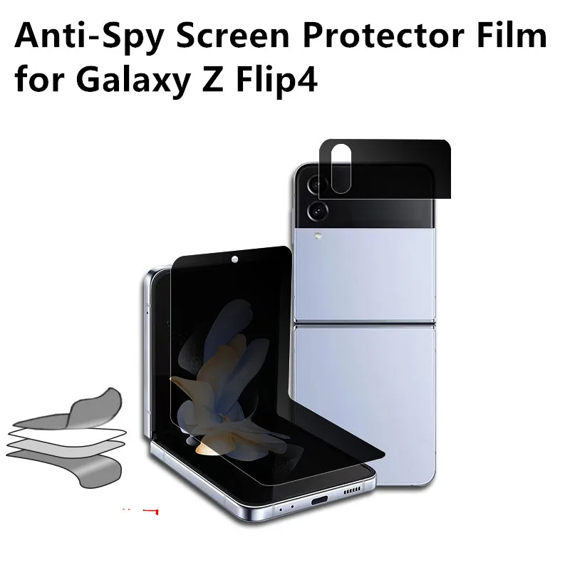 Outer + Inner Anti-Spy Screen Protector For Samsung Galaxy Z Flip 4 3 Soft Privacy Film Anti-Scratch Cover Bubble-Free 
Outer + Inner Anti-Spy Screen Protector For Samsung Galaxy Z Flip 4 3 Soft Privacy Film Anti-Scratch Cover Bubble-Free