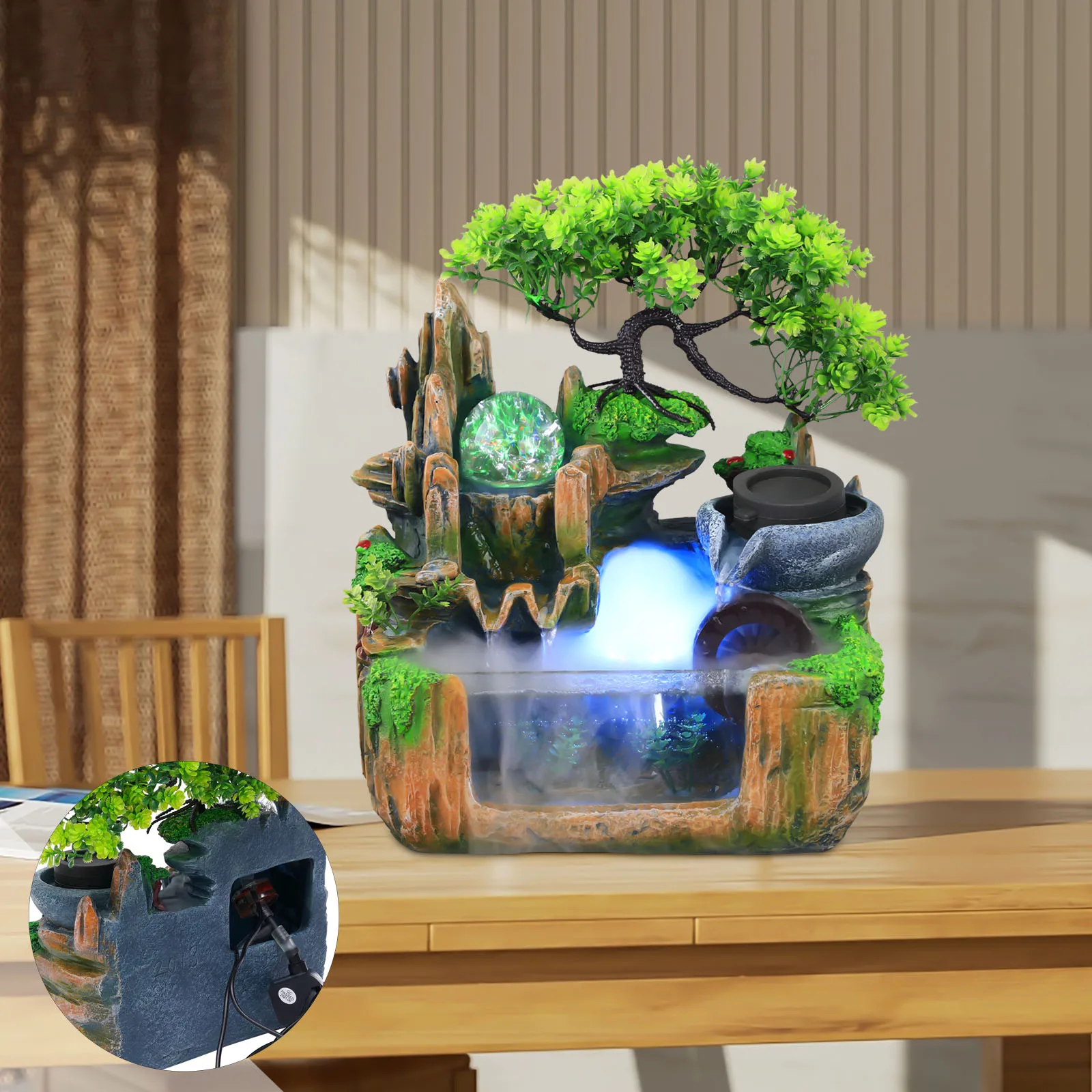 Desktop Water Fountain Resin Rockery Landscape Zen Mist Fountain Ornament Indoor LED Light
Desktop Water Fountain Resin Rockery Landscape Zen Mist Fountain Ornament Indoor LED Light
