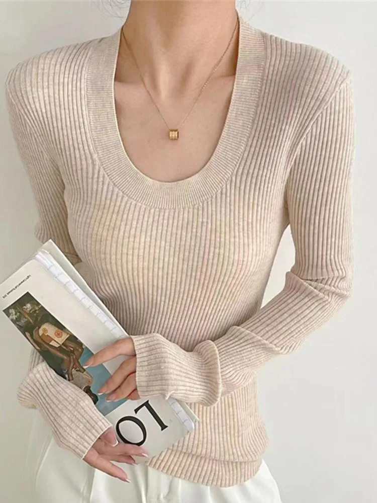 Women's Soft Casual U-neck Knit Sweater Loose Long Sleeve Fashion Solid Color Sweater Knitted Top Spring Autumn new 2022
Women's Soft Casual U-neck Knit Sweater Loose Long Sleeve Fashion Solid Color Sweater Knitted Top Spring Autumn new 2022