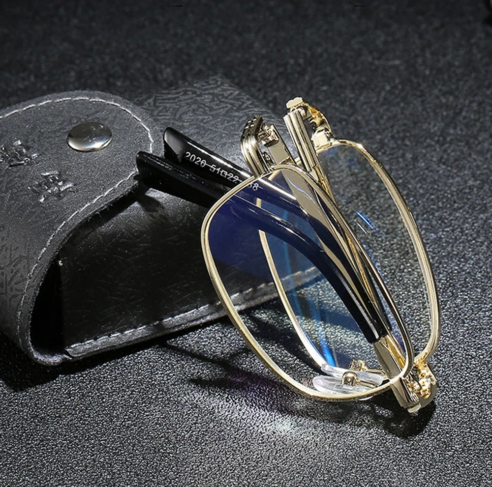 

Foldable Portable Reading Glasses Women Men Full-rim Ultralight Pink/gold Anti Blu Anti Fatigue +1 +1.5 +2 +2.5 +3 +3.5 +4