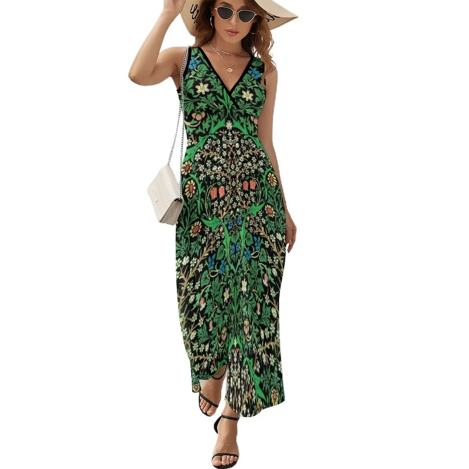 William Morris Jacobean Floral, Black Background Sleeveless Dress clothes for woman Women long dress
William Morris Jacobean Floral, Black Background Sleeveless Dress clothes for woman Women long dress