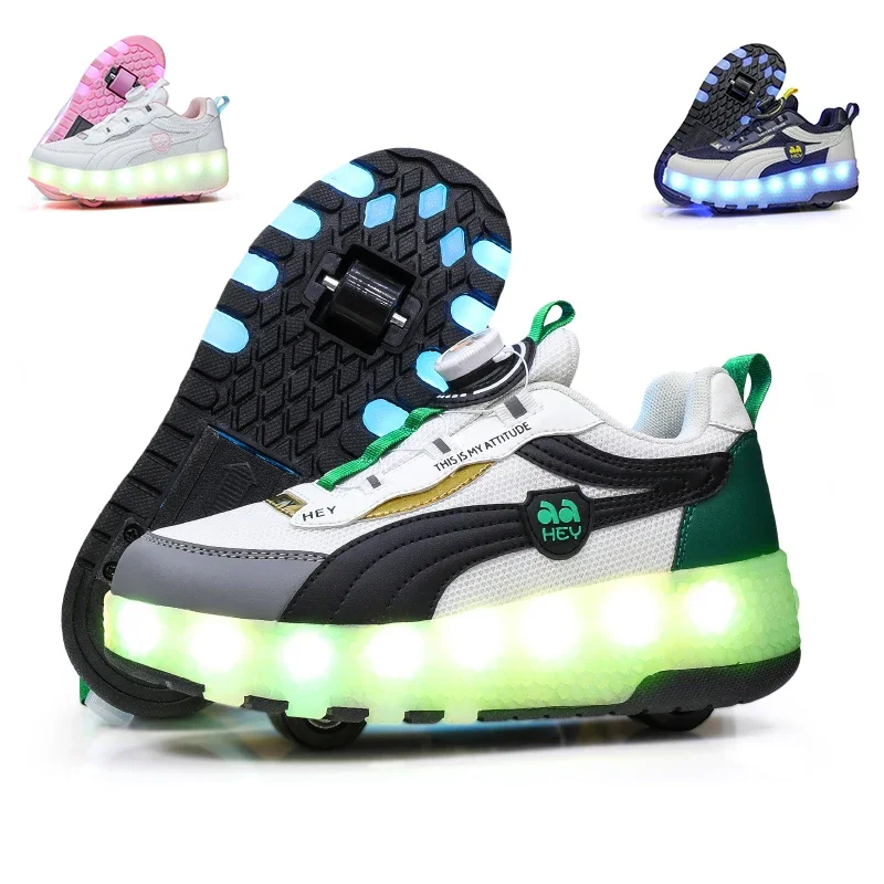 Kids Swivel Buckle Two Wheels USB Charging Sneakers LED Light Roller Skate Shoes For Children Fashion Boys Girls Luminous Shoes
Kids Swivel Buckle Two Wheels USB Charging Sneakers LED Light Roller Skate Shoes For Children Fashion Boys Girls Luminous Shoes