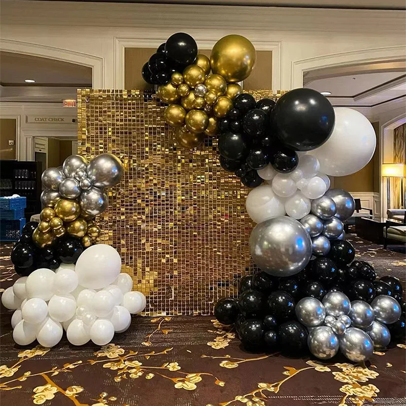 153 шт./компл. металлический хром латексный шар гирлянда Арка День рождения Свадебные украшения золотые фоны шторы из фольги воздушные глобусы