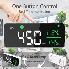 CO2 Sensor Meter Large Screen Infrared Sensor Carbon Dioxide Detector Digital Air Detector Air Quality Analyzer Air Gas Detector
CO2 Sensor Meter Large Screen Infrared Sensor Carbon Dioxide Detector Digital Air Detector Air Quality Analyzer Air Gas Detector