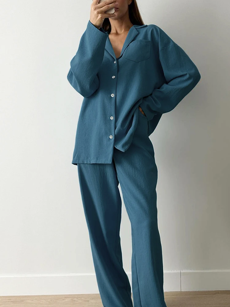Linad Loose Pajamas For Women 2 Piece Sets Casual Long Sleeve Sleepwear Female Trouser Suits 2023 Autumn Fashion Nightwear
Linad Loose Pajamas For Women 2 Piece Sets Casual Long Sleeve Sleepwear Female Trouser Suits 2023 Autumn Fashion Nightwear