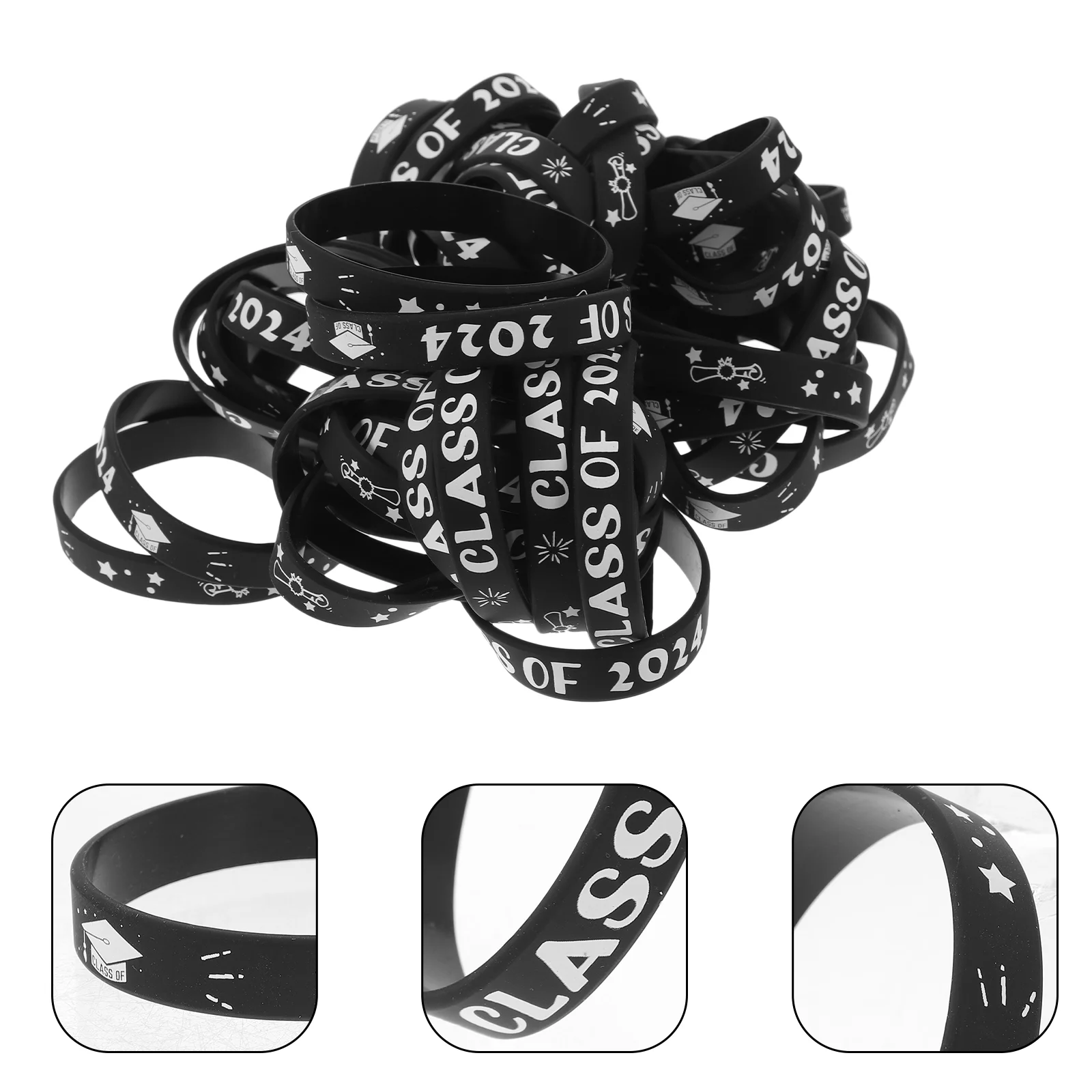 "2024 Graduation Silicone Wristbands - Set of 50 for High School, College & University"
"2024 Graduation Silicone Wristbands - Set of 50 for High School, College & University"