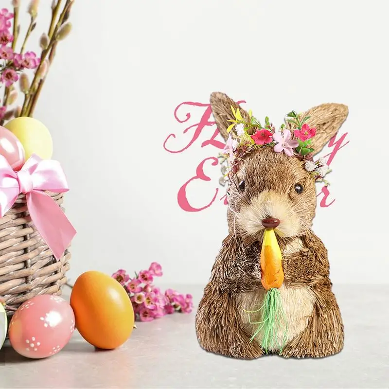 cute Bunny Figurines Easter Straw Rabbit Ornament Artificial Bunny Doll with Flower Wreath home decoration accessories
cute Bunny Figurines Easter Straw Rabbit Ornament Artificial Bunny Doll with Flower Wreath home decoration accessories