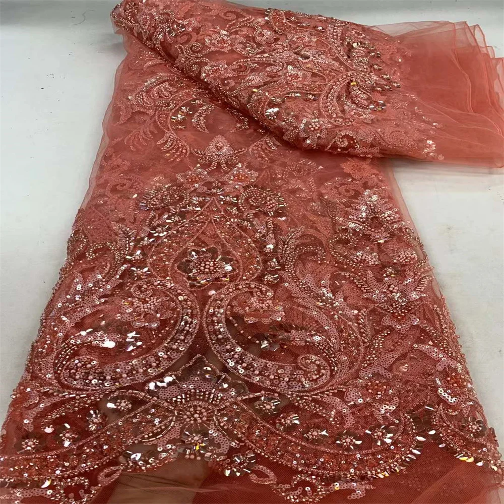 Sequins African Lace Fabric 2024 French Embroidery Nigerian Lace Fabric High Quality Luxury Heavy Beaded Bridal Wedding Dress
Sequins African Lace Fabric 2024 French Embroidery Nigerian Lace Fabric High Quality Luxury Heavy Beaded Bridal Wedding Dress