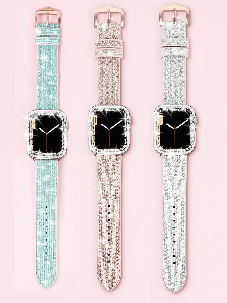 Bling Case+Silicone Leather Strap For Apple Watch Band 41mm 45mm 40mm 44mm 38mm 42mm 44 Bracelet iWatch Serie 3 4 5 6 se 7 Strap
Bling Case+Silicone Leather Strap For Apple Watch Band 41mm 45mm 40mm 44mm 38mm 42mm 44 Bracelet iWatch Serie 3 4 5 6 se 7 Strap