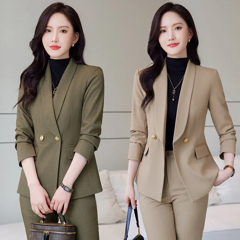 

Black Suit Set Women's Spring and Autumn Elegant High Sense Workplace Business Wear Formal Suit Jacket Overalls Autumn Wear