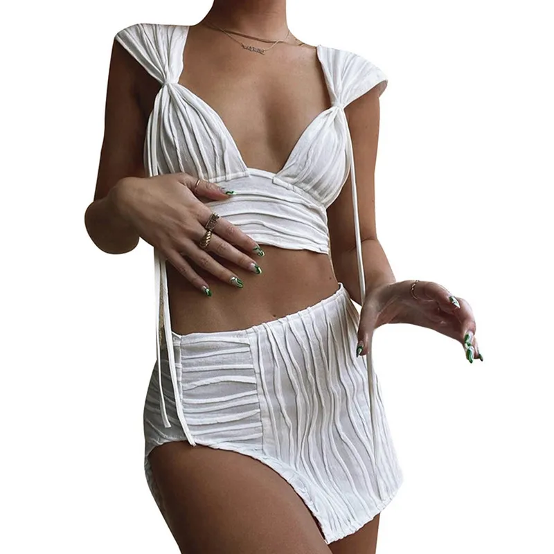 WPNAKS Women 2 Piece Skirts Sets Summer Clothes Sleeveless Backless Bandage Vest and Irregular Ruched Skirt Clothing Sexy Club
WPNAKS Women 2 Piece Skirts Sets Summer Clothes Sleeveless Backless Bandage Vest and Irregular Ruched Skirt Clothing Sexy Club