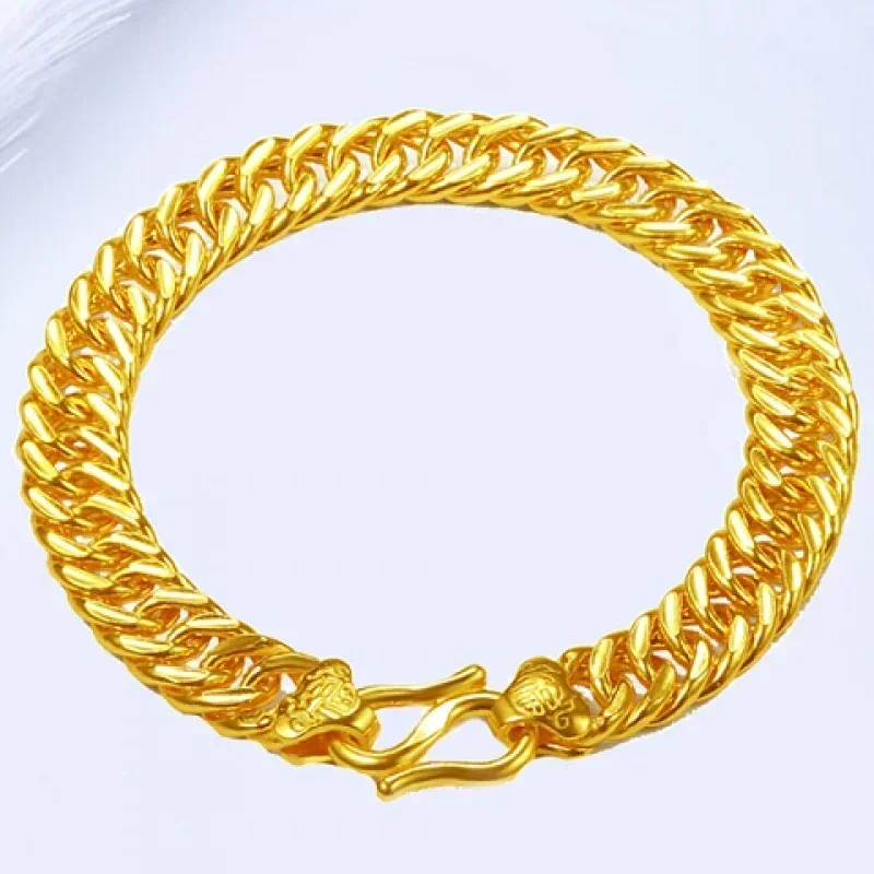 

Real gold S999 mens bracelet AU750 for him simple fashion jewelry boss chain gift 24K customizable length